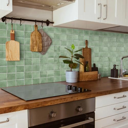 20pcs Peel and Stick Backsplash Wall Tiles,Gray Green 6"x6" - color: Gray Green