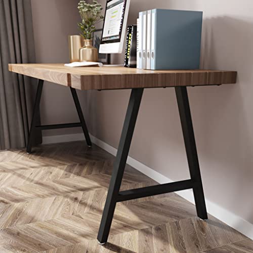 TIEOU Metal Legs for Table A Shape 28" H Tall Industrial Black Table Legs Heavy Duty Metal Desk Legs Set of 2(Without Boards) - size: A Shape-28"H