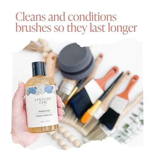 Paint Brush Cleaner - 100% Natural, 75% Organic Soap for Washing Paint Brushes & Conditioning Bristles - Peppermint Scented with Essential Oils - Easy Pour Cap - Best for Chalk Furniture Paint - 8 oz