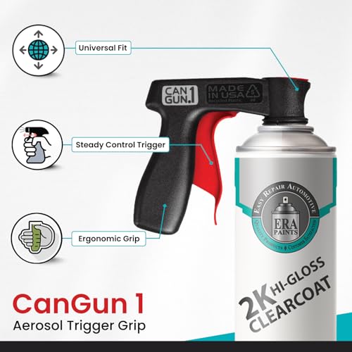 ERA Paints 2K High Gloss Clear Coat Spray/Aerosol Can – Professional Quality & Finish - Easy to Use – Best Value (1 Spray Can w/Can-Gun1) - style: 1 Spray Can w/Can-Gun1