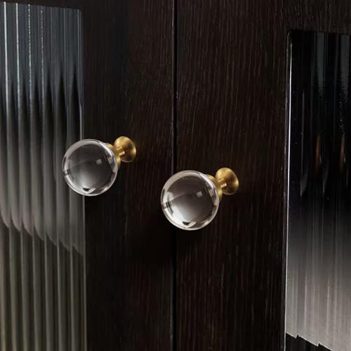 Guank 6Pack Bubble Clear Cabinet Glass Drawer knobs Drawer Furniture Round Gold and Cabinet knobs Furniture Crystal Ball Cabinet Pulls (6-Pack, Bubble Shape-1.14inchn) - color: Bubble shape-1.14inchn, size: 6 Pack