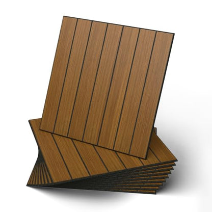 WADILE Peel and Stick Wood Slat Wall Panels 12x12in PVC 30 Pack - color: Dark Brown 03, size: 12"x12" 30PC
