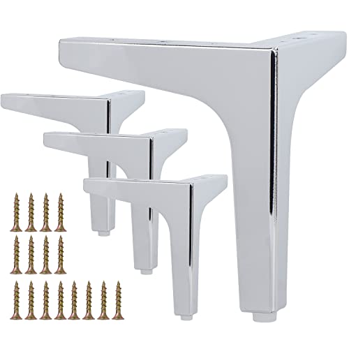 La Vane 4 Inch Diamond Triangle Metal Furniture Legs 4PCS- Heavy Duty Iron - color: Chrome, size: 4" / 10cm