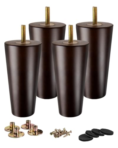 La Vane 6 inch Solid Wood Furniture Legs, Walnut Finish & Tapered, 4-Pack - size: 6 inch