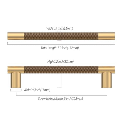 Asidrama 10 Pack 5 Inch(128mm) Knurled Brown and Champagne Bronze Kitchen Cabinet Handles, Cabinet Pulls Kitchen Cabinet Hardware Cupboard Handles Drawer Pulls 4496A - color: Brown-Champagne, size: 5" Hole Center(128mm)