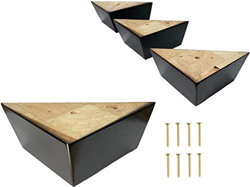 Furniture Legs, Chair Couch Feet Replacement, Set of 4 Wood Sofa Corner Feet, 2-1/2" Tall by 5" Wide Triangle, Parent (Dark Espresso) - color: Dark Espresso