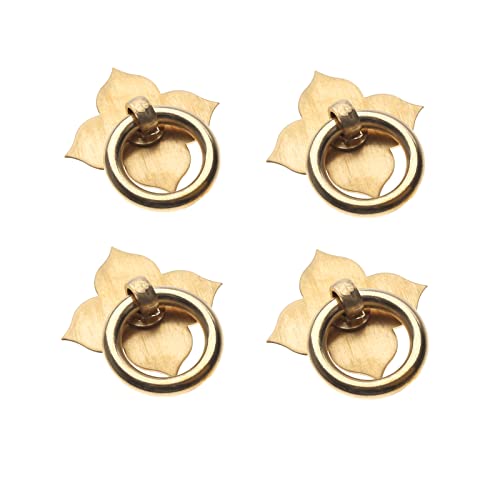 dophee 4Pcs Brass Drawer Pulls Ring Dresser Knobs, 1.89"x1.69" - color: Brass