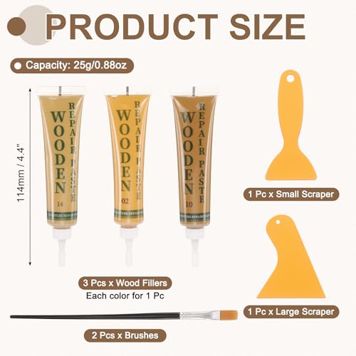 uxcell Wood Repair Kit 3 Color 0.88oz Wood Fillers Furniture Repair Kit - color: Brown, Light Teal Green, Natural Wood
