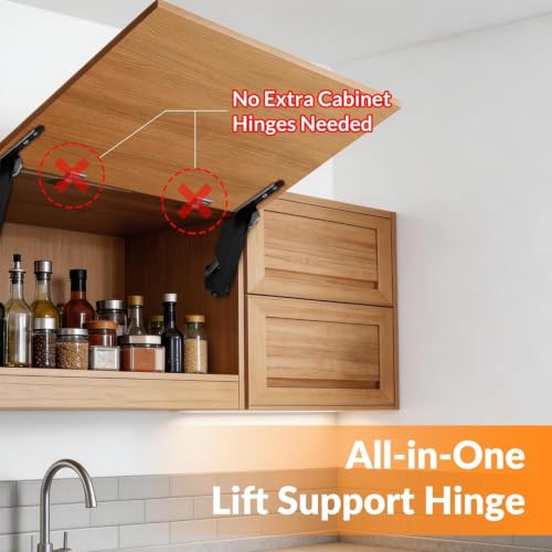 HBL' Lid Support Hinges with Soft Close, Adjustable Strength, 40LBS Support - size: 40LBS Max Load