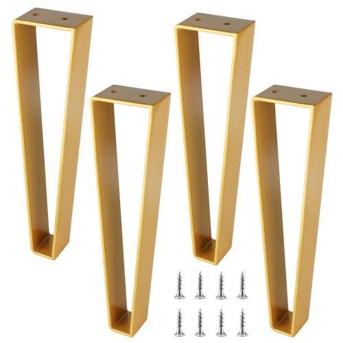 Osring 16 Inch Trapezoid Furniture Legs, Gold Metal Coffee Table Feet 4pcs - color: Gold, size: 16 Inch