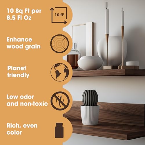 Furniture Clinic Wood Stain, Water-Based & Fast Drying, Black - color: Black, size: 250ml / 8.5 Fl Oz