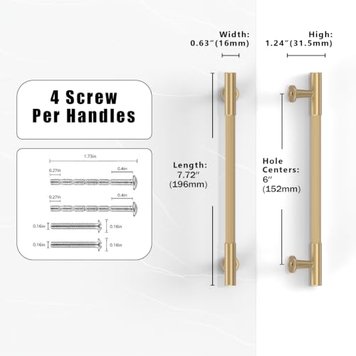 10 Pack Champagne Bronze Cabinet Pulls 6 Inch(152mm) Kitchen Cabinet Handles Cabinet Hardware for Drawer Pulls - color: Champagne Bronze, size: 6" Hole Center