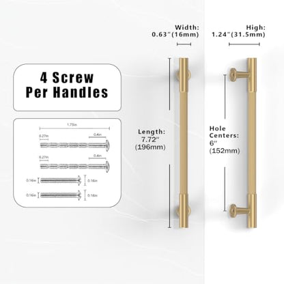 10 Pack Champagne Bronze Cabinet Pulls 6 Inch(152mm) Kitchen Cabinet Handles Cabinet Hardware for Drawer Pulls - color: Champagne Bronze, size: 6" Hole Center