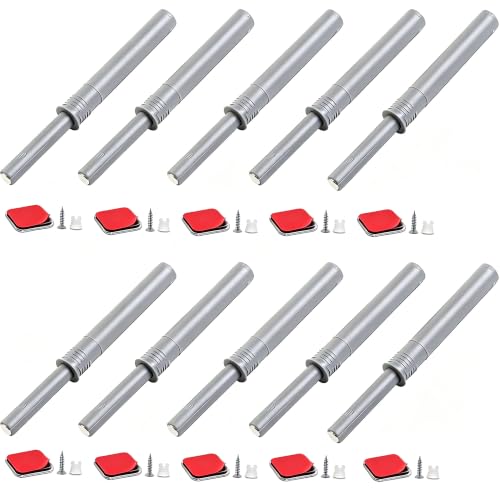 10 Pack Magnetic Push Latches for Cabinet Door,Push Latches for Cabinets,Cabinet Magnet Latch,for Closet Cupboard Wine Cabinet Drawer Sliding Door Lock Pop-up Door Lock - color: Gray, size: 4.21″*0.39″