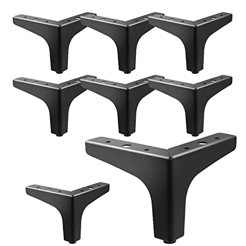 AODIOU Furniture Legs Replacement Feet: Dresser Legs 4 Inch for Cube Storage - Metal Legs for Furniture Black Set of 8 - color: Black, size: 4'' / 10cm(8PCS)