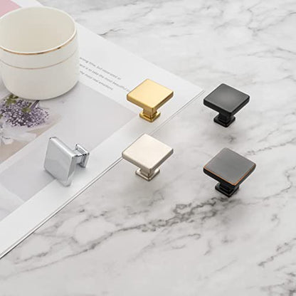 KOOFIZO 10 Pack Brushed Gold Cabinet Knobs, Square Single Hole Pulls K08 - color: Brushed Gold, size: Knob 1 - 10Pcs