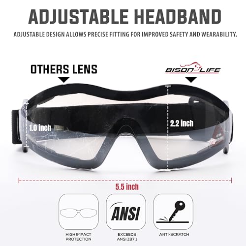 BISON LIFE Mirage Mirror Lens vented Safety Goggles, ANSI Z87.1, Pack of 1 - color: Tinted Mirror