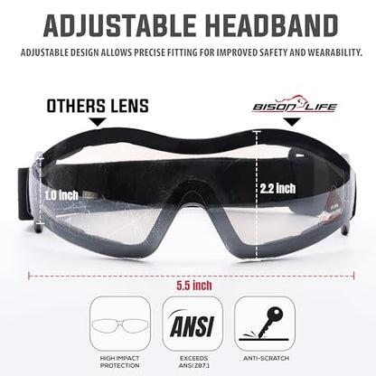 BISON LIFE Mirage Mirror Lens vented Safety Goggles, ANSI Z87.1, Pack of 1 - color: Tinted Mirror