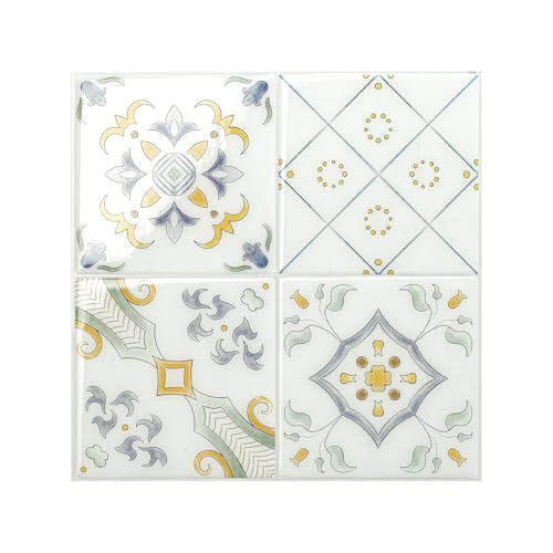 Smart Tiles Peel and Stick backsplash, Square Multicolor, 9"x9" - color: Multicolor