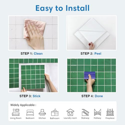 COMSTICKC Thicker Peel and Stick 3D Backsplash Tiles Kitchen Bathroom - color: Green - 3