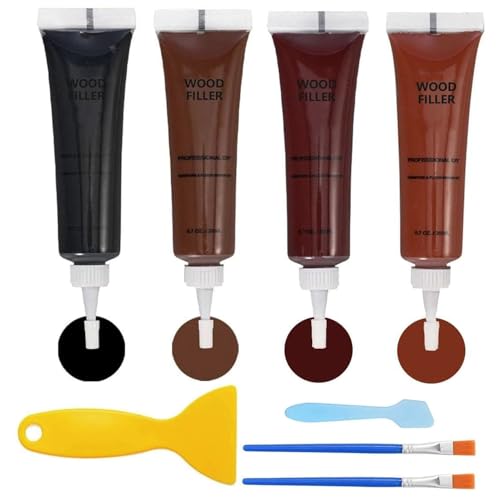Kenbry Dark Wood Repair Kit, 4 Color Wood Filler for Furniture Scratches
