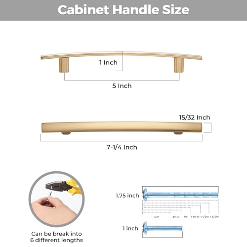 30 Pack Champagne Bronze Cabinet Handles, 5" Hole Center Curved Pulls - color: Champagne Bronze, size: 5" Hole Center