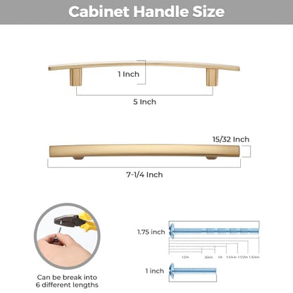 30 Pack Champagne Bronze Cabinet Handles, 5" Hole Center Curved Pulls - color: Champagne Bronze, size: 5" Hole Center
