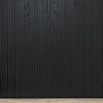 4-Pack Real Wood Slat Wall Panels, 3/4" x 5-1/2" x 94", Solid American Hardwood, The Millwork Outlet (Noir Black, 94") - color: Noir Black, size: 94"