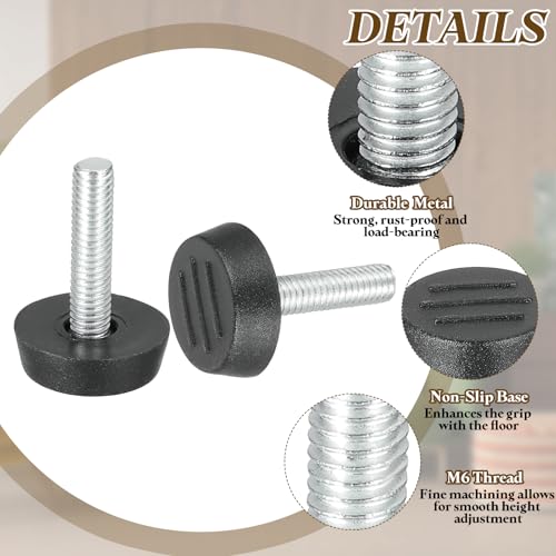PATIKIL 20 Pcs M6 x 24mm Thread Adjustable Furniture Levelers, Furniture Feet Levelers Screw on Steel Screw in Threaded Leveling Feet Glides for Table Chair Cabinet Patio Legs - size: M6 x 24mm