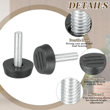 PATIKIL 20 Pcs M6 x 24mm Thread Adjustable Furniture Levelers, Furniture Feet Levelers Screw on Steel Screw in Threaded Leveling Feet Glides for Table Chair Cabinet Patio Legs - size: M6 x 24mm