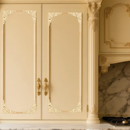 Wood Appliques 4PCS 4.7in Corner Onlays Carved Furniture Cabinet Decor - size: 4.7 inch
