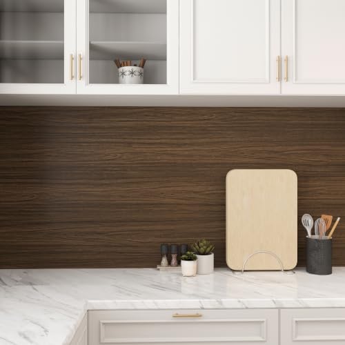 Dark Brown Wood Grain Wallpaper Peel and Stick Contact Paper for Cabinets - color: Dark Brown, size: 15.7" x 118"