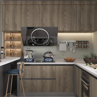 48x197 inch Oak Wood Grain Contact Paper Peel and Stick Walnut Texture Wallpaper Waterproof Thick Wooden Look Wallpaper Removable Self-Adhesive Wood Vinyl Wrap Roll for Kitchen Countertop Cabinet
