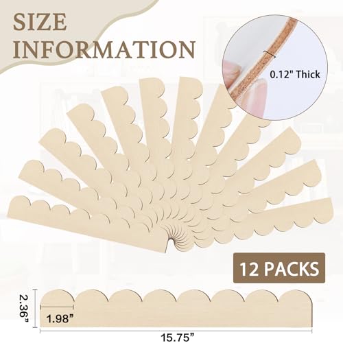 Scalloped Wood Trim Decorative Scallop Trim, 12 Pack - size: 15.74 X 2.36 Inch
