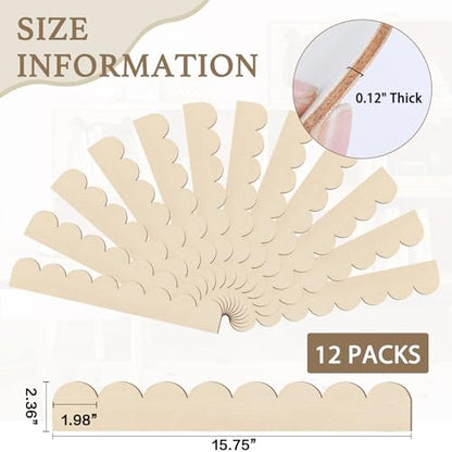 Scalloped Wood Trim Decorative Scallop Trim, 12 Pack - size: 15.74 X 2.36 Inch