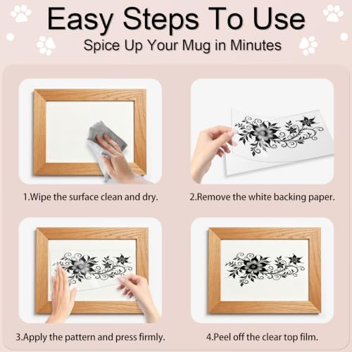 4 PCS Classic Floral Borde Rub on Transfer Stickers for Furniture