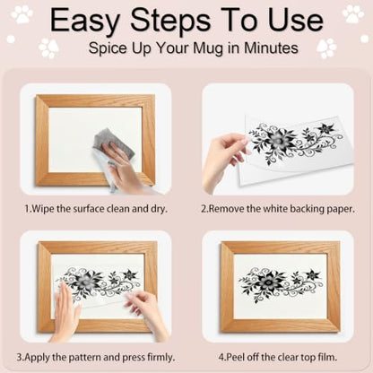 4 PCS Classic Floral Borde Rub on Transfer Stickers for Furniture