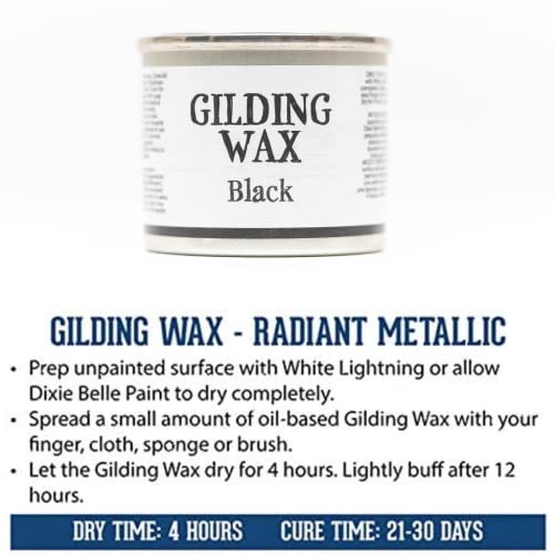 Dixie Belle Gilding Wax - Oil-Based Metallic Luxury Luster for Sheen, Shimmer on DIY Projects - Detail Enhancer for Furniture, Hardware, Wood - color: Black