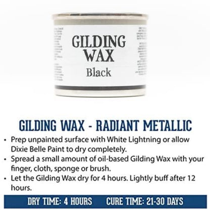 Dixie Belle Gilding Wax - Oil-Based Metallic Luxury Luster for Sheen, Shimmer on DIY Projects - Detail Enhancer for Furniture, Hardware, Wood - color: Black