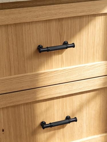 5 Pack Black Cabinet Pulls 3" Hole Center Matte Black Handles Drawer Pulls Closet Bathroom Vanity Dresser Hardware Zinc Alloy - color: Black, size: 3"(76mm) Hole Centers
