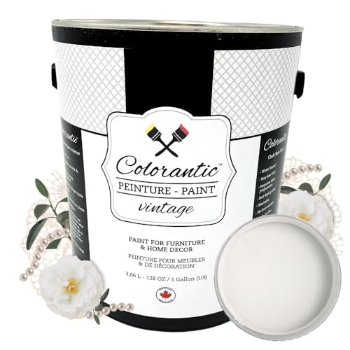 Colorantic | LACE Chalk Paint for Furniture DIY - Multi-Surface Craft Paint | OFF-WHITE CREAM Home Decor Painting for Wood (128 oz Gallon) - color: Lace, size: 128 Fl Oz (Pack of 1)