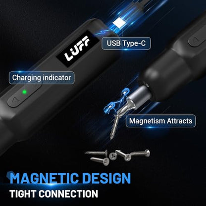 Electric Screwdriver Set,4V Cordless Rechargeable Screwdriver with 250 RPM Powerful Motor, USB-C, LED, 1 Drill Bit, 12 Bits for Furniture/Electrical