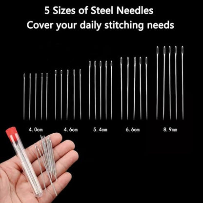 48Pcs Sewing Tool Set, Big Eye Steel Sewing Needle Kit for Hand Sewing - color: 48P
