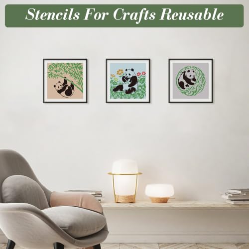 Panda Animal Stencils for Crafts Reusable 20Pcs Stencils(5.9X5.9 Inch) - color: Panda