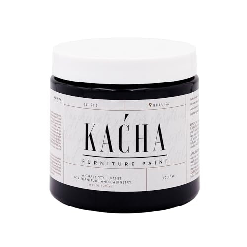 Kacha Furniture Paint | Black Chalk Style Paint for Furniture, Cabinets, and Crafts | Pint -16 oz | Eclipse | Low VOC | Matte | (Topcoat Required) - color: Eclipse Black, size: 16 Fl Oz (Pack of 1)