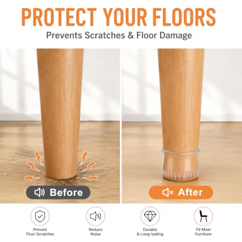 24 Pack Chair Leg Floor Protectors for Hardwood Floors, Furniture Leg Caps Silicone Felt Pads Covers Anti-Scratch Reduce Noise Fit Sizes 0.51''-0.89'' (Universal S) - size: Universal S