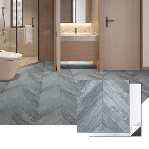 Art3d 30-Pack Herringbone Peel and Stick Floor Tiles (30 Sq.Ft), Grey - color: Herringbone - Grey