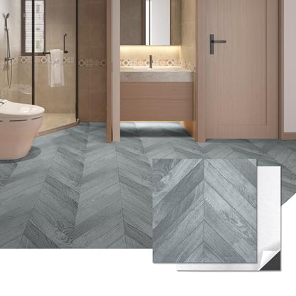 Art3d 30-Pack Herringbone Peel and Stick Floor Tiles (30 Sq.Ft), Grey - color: Herringbone - Grey