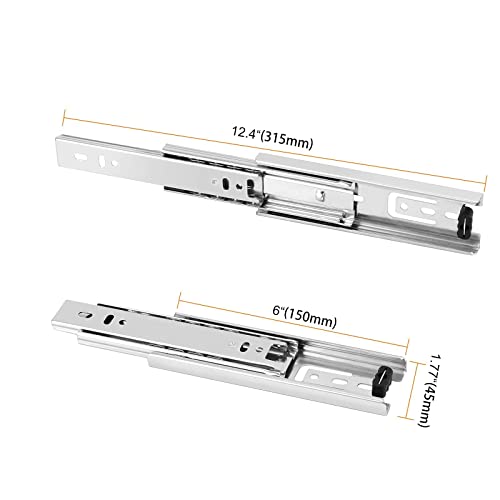 SEUNMUK 6 Pairs 6 Inch Full Extension Less Noise Drawer Slides 3 Section Ball Bearing Side Mounted Drawer Slider Heavy Duty Drawer Slides, with 48 Mounting Screws, 100 LB, Silver - size: Silver 6 Inch -6 Pairs