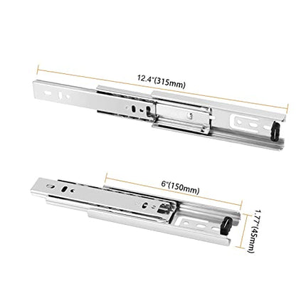 SEUNMUK 6 Pairs 6 Inch Full Extension Less Noise Drawer Slides 3 Section Ball Bearing Side Mounted Drawer Slider Heavy Duty Drawer Slides, with 48 Mounting Screws, 100 LB, Silver - size: Silver 6 Inch -6 Pairs